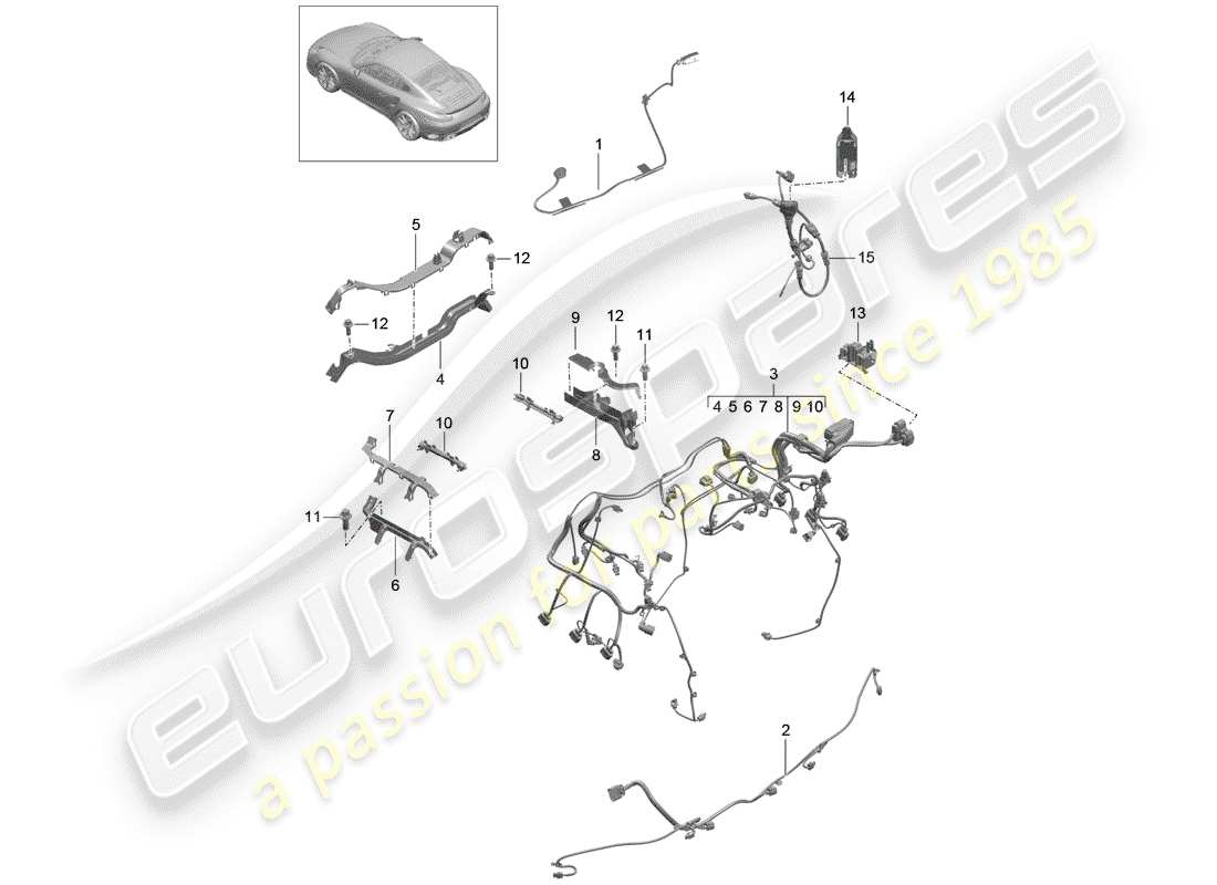 porsche 2016 (991-1 turbo) kabelbäume ersatzteildiagramm