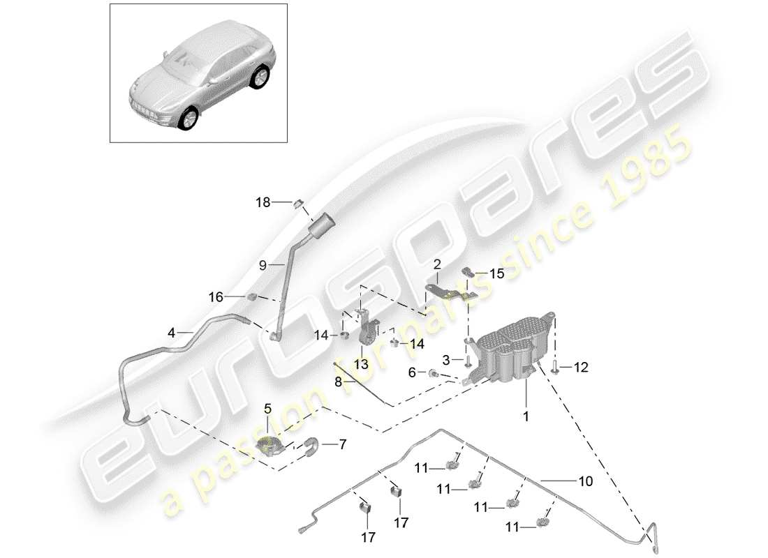 porsche 2014 (macan) verdunstungsemissionsbehälter teilediagramm