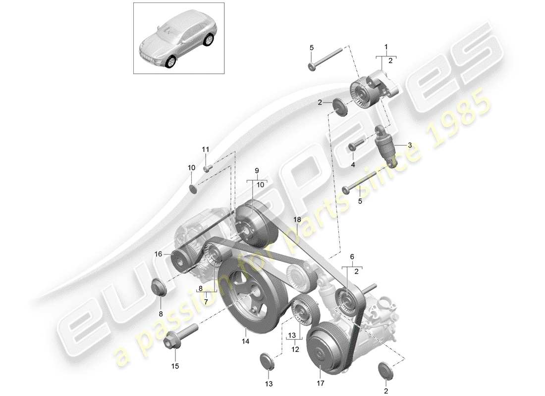 porsche 2014 (macan) riemenspanndämpfer teilediagramm