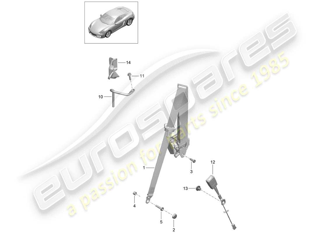 porsche 2015 (981 cayman) sicherheitsgurt - teilediagramm