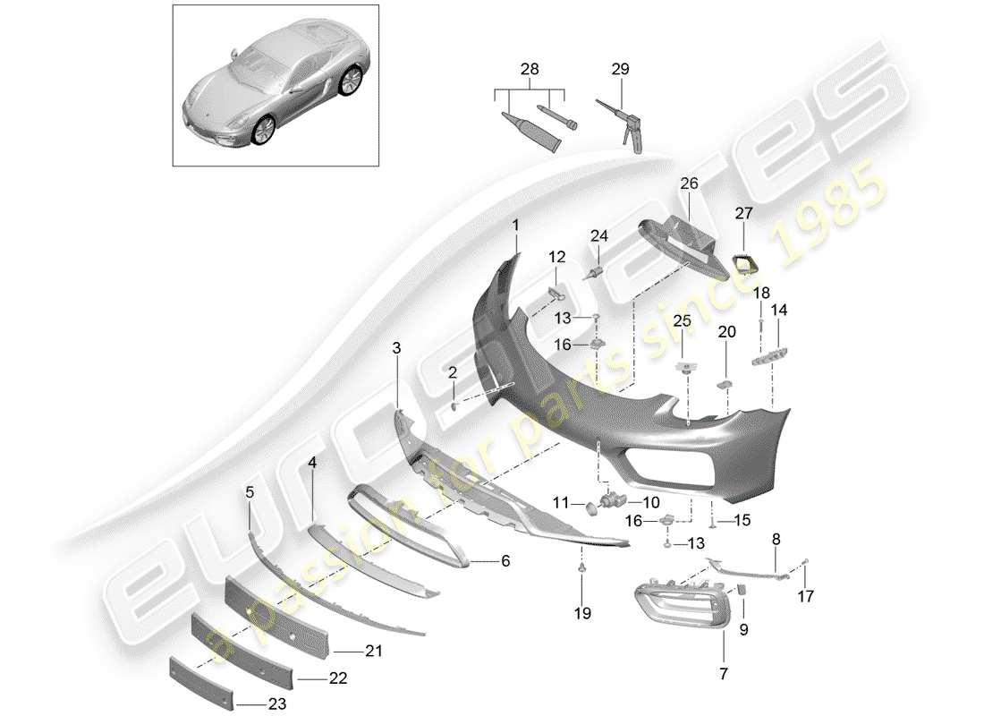 porsche 2014 (981 cayman) stoßstange ersatzteildiagramm