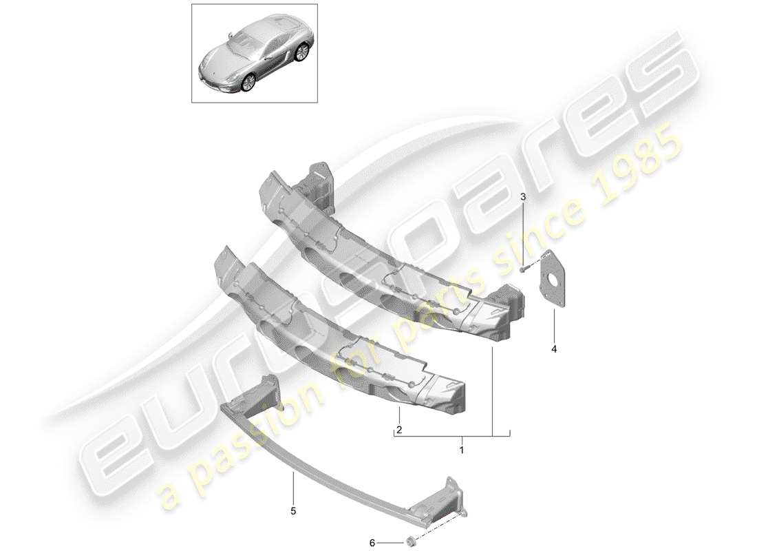 porsche 2014 (981 cayman) stoßstangenhalterung - ersatzteildiagramm