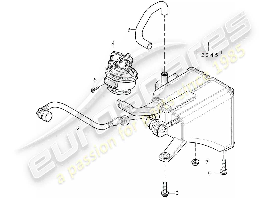 porsche 2008 (cayenne e1 9pa) verdunstungsbehälter - teilediagramm