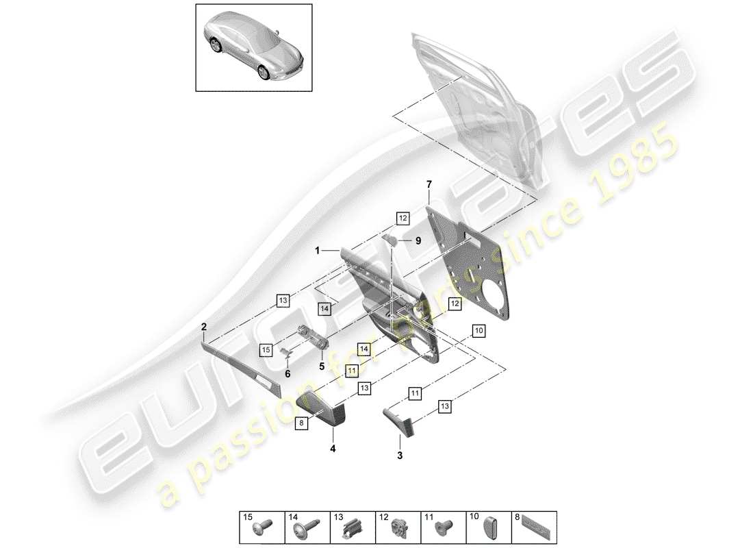 porsche 2018 (panamera 971-1) türplatte teilediagramm
