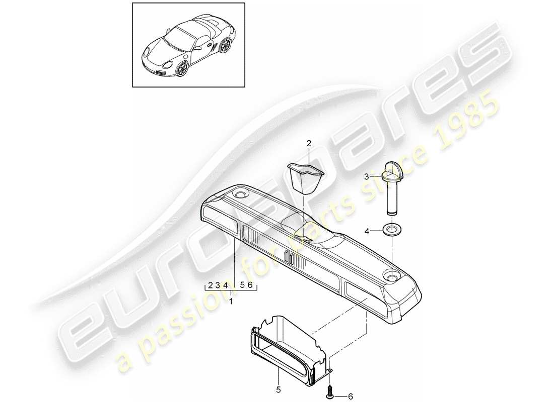 porsche 2012 (987 boxster) aufbewahrungsbox teilediagramm