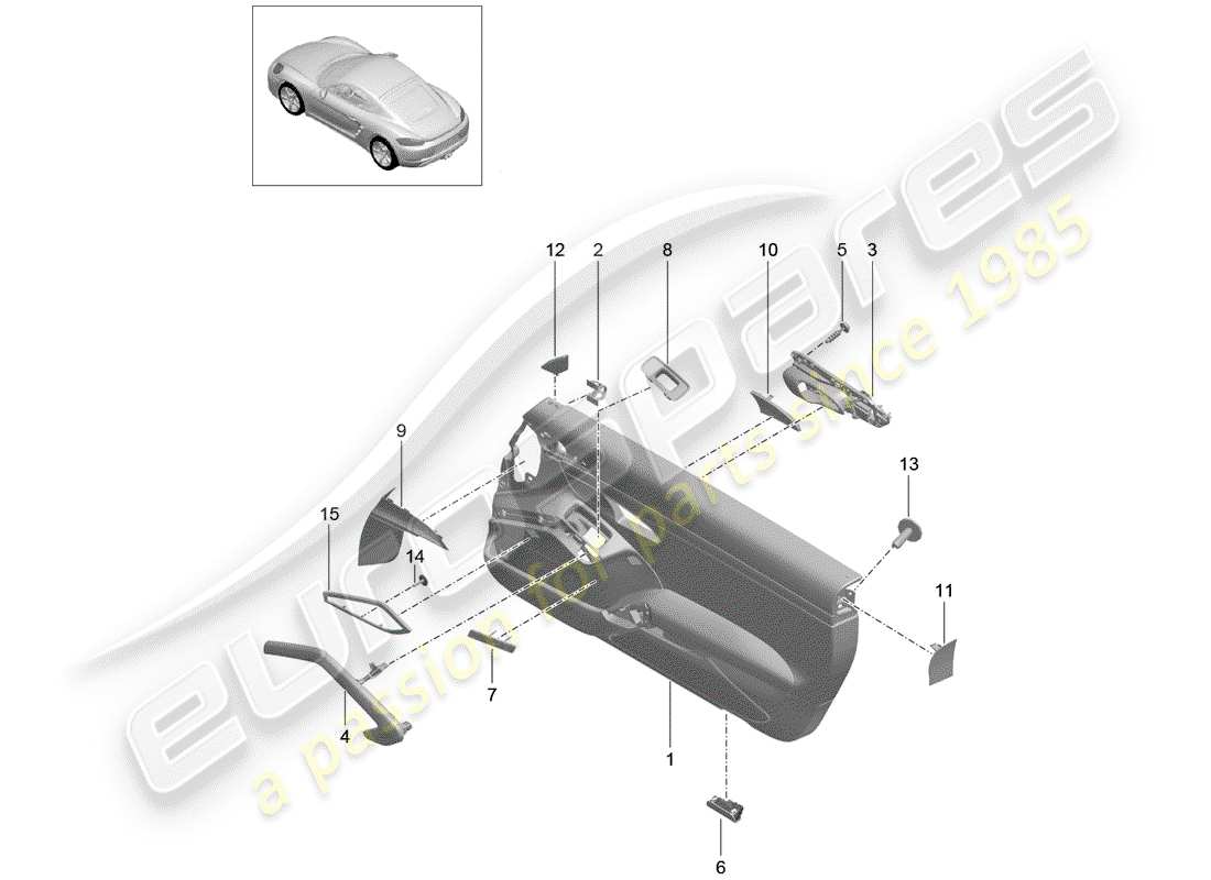 porsche 2020 (718 cayman) türplatte teilediagramm