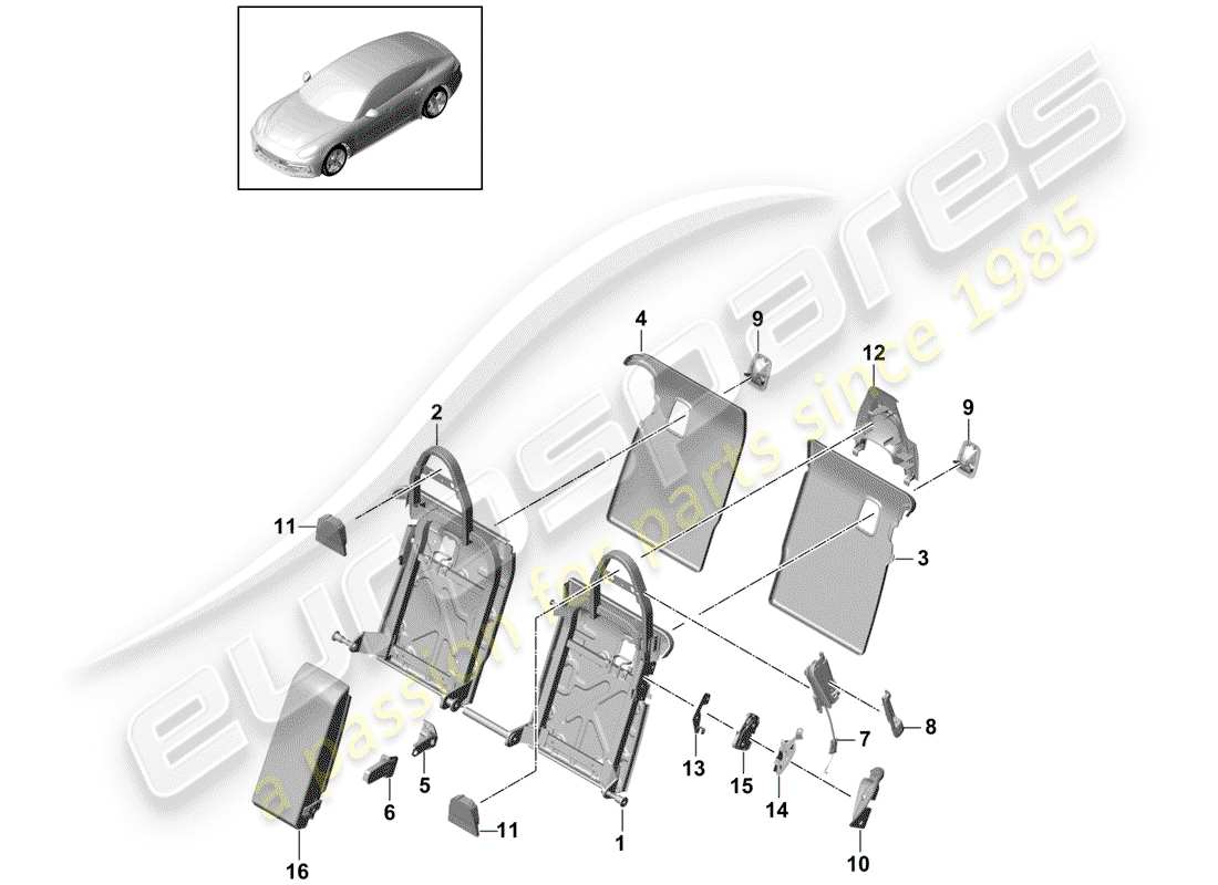 porsche 2020 (panamera 971-1) rückenlehne, ersatzteildiagramm