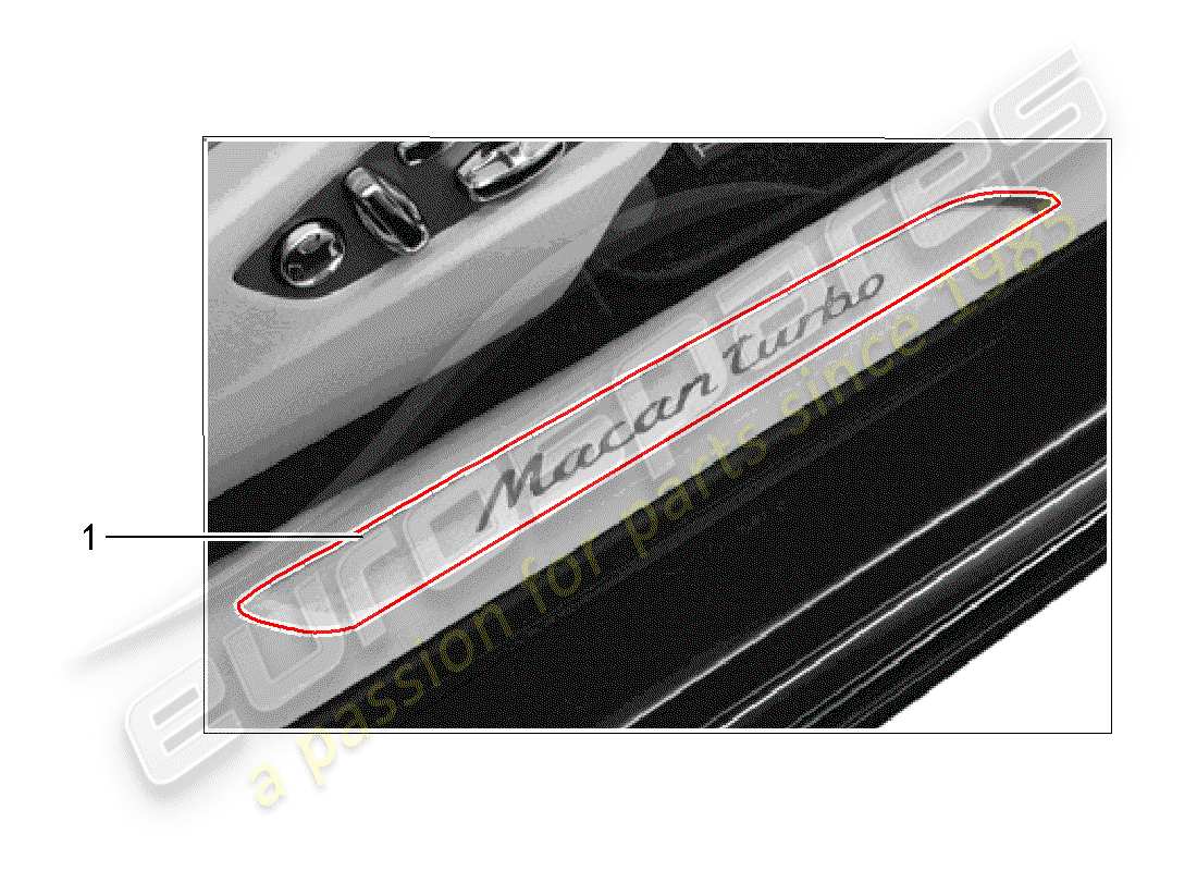 porsche 2016 (tequipment macan) einstiegsblech - schwellerplatte ersatzteildiagramm