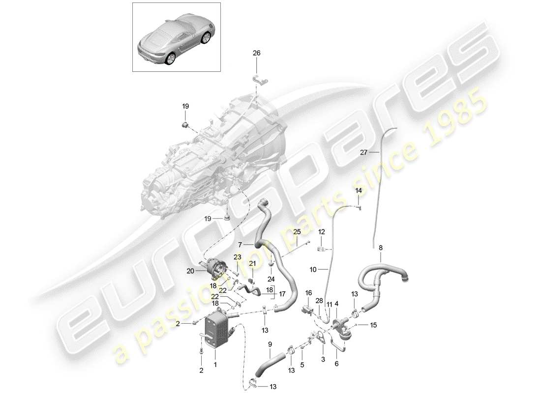 porsche 2020 (718 cayman) schaltgetriebe ersatzteildiagramm