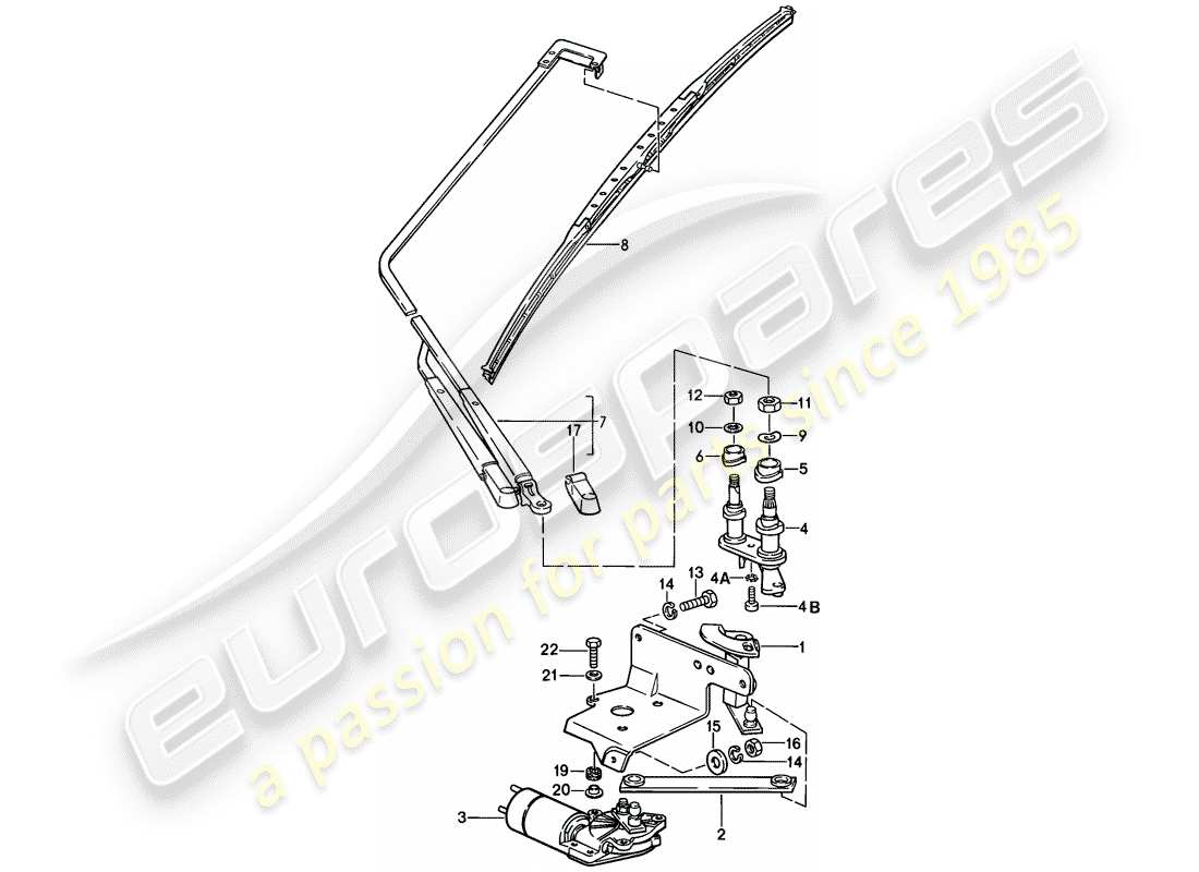 porsche 1978 (928) scheibenwischersystem - ersatzteildiagramm