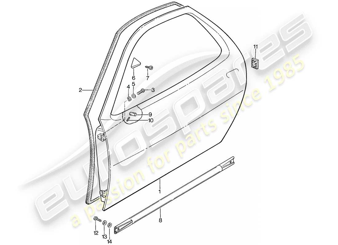 porsche 1986 (928) türschale teilediagramm