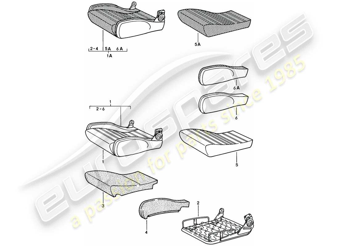 porsche 1982 (928) sportsitz - sitzkissen - einzelteile - d - mj 1980>> ersatzteildiagramm
