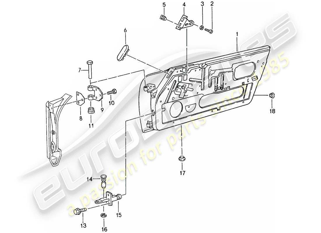 porsche 1998 (993) türschale teilediagramm