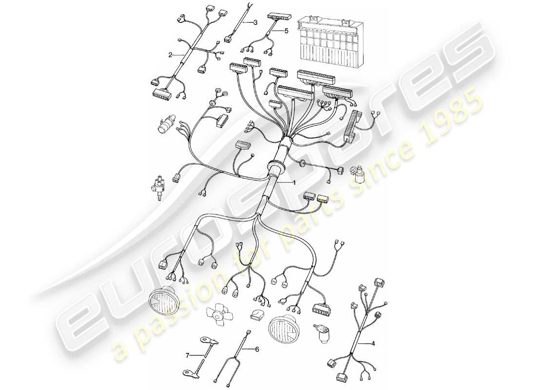porsche 1982 (924) kabelbäume - motorraum ersatzteildiagramm