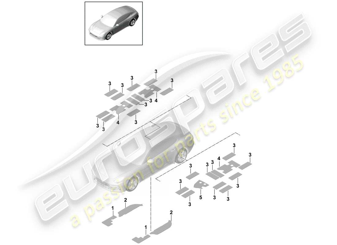 porsche 2019 (panamera 971-1) schallabsorber ersatzteildiagramm