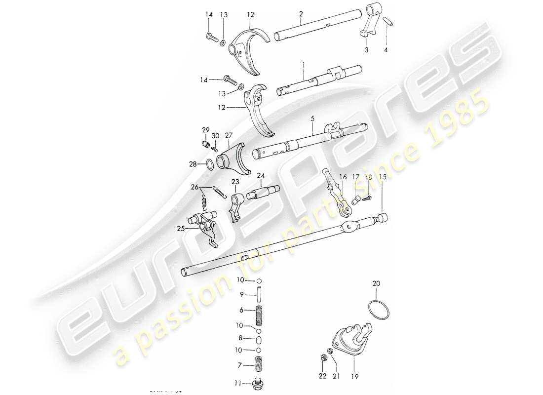porsche 1973 (911) schaltstangen - schaltgabeln - typ 925 - sportomatic - d - mj 1972>> ersatzteildiagramm