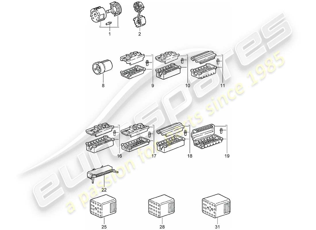 porsche 1972 (911) steckverbindergehäuse ersatzteildiagramm