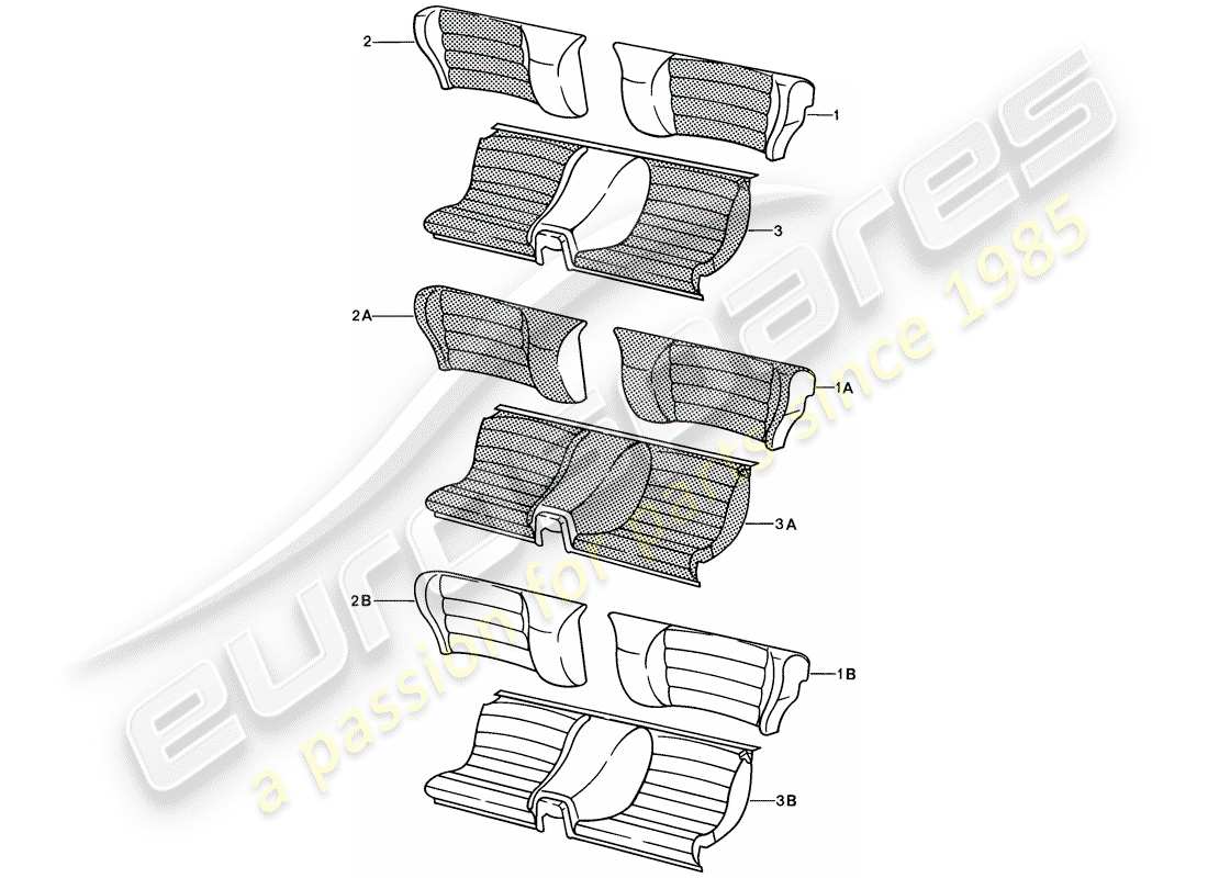 porsche 1988 (924s) notsitz - geteilt ersatzteildiagramm