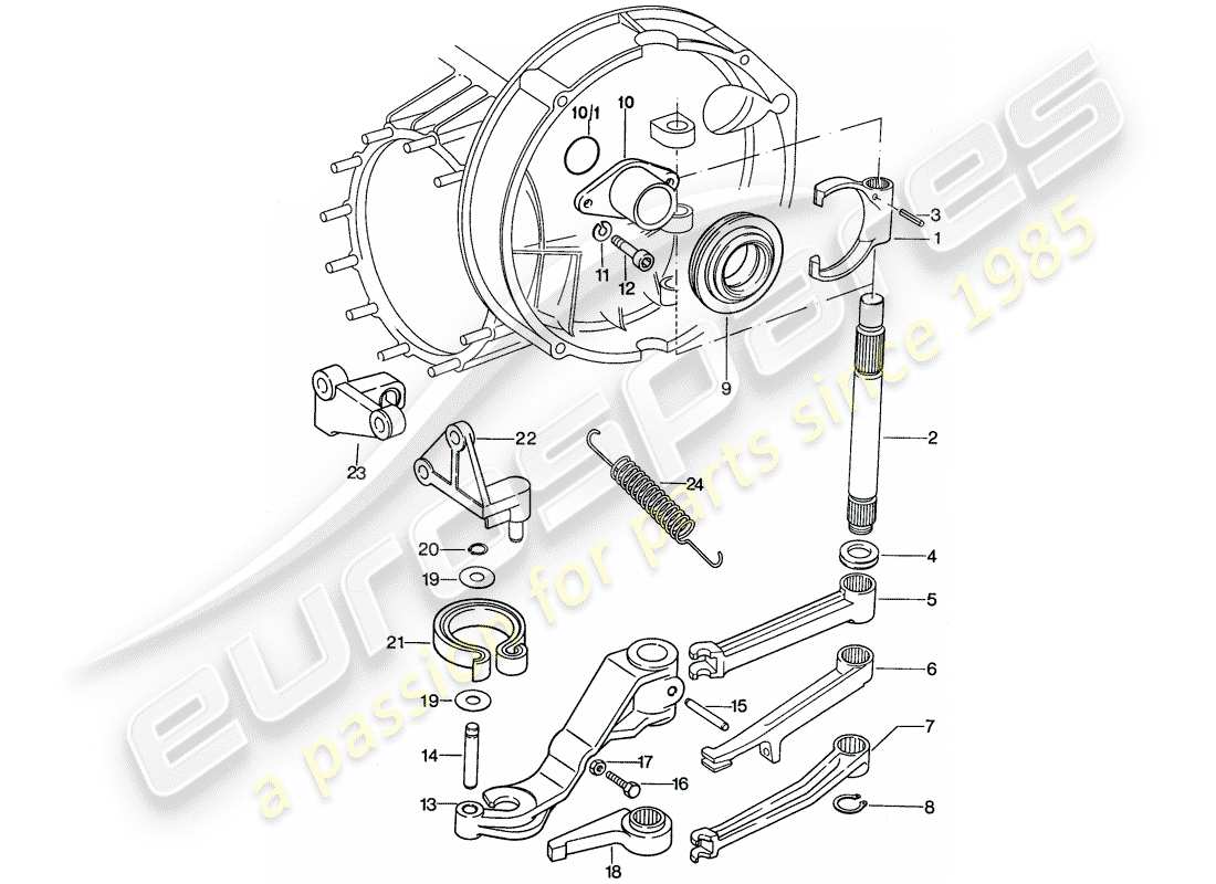 porsche 1977 (911) kupplungsausrückung ersatzteildiagramm