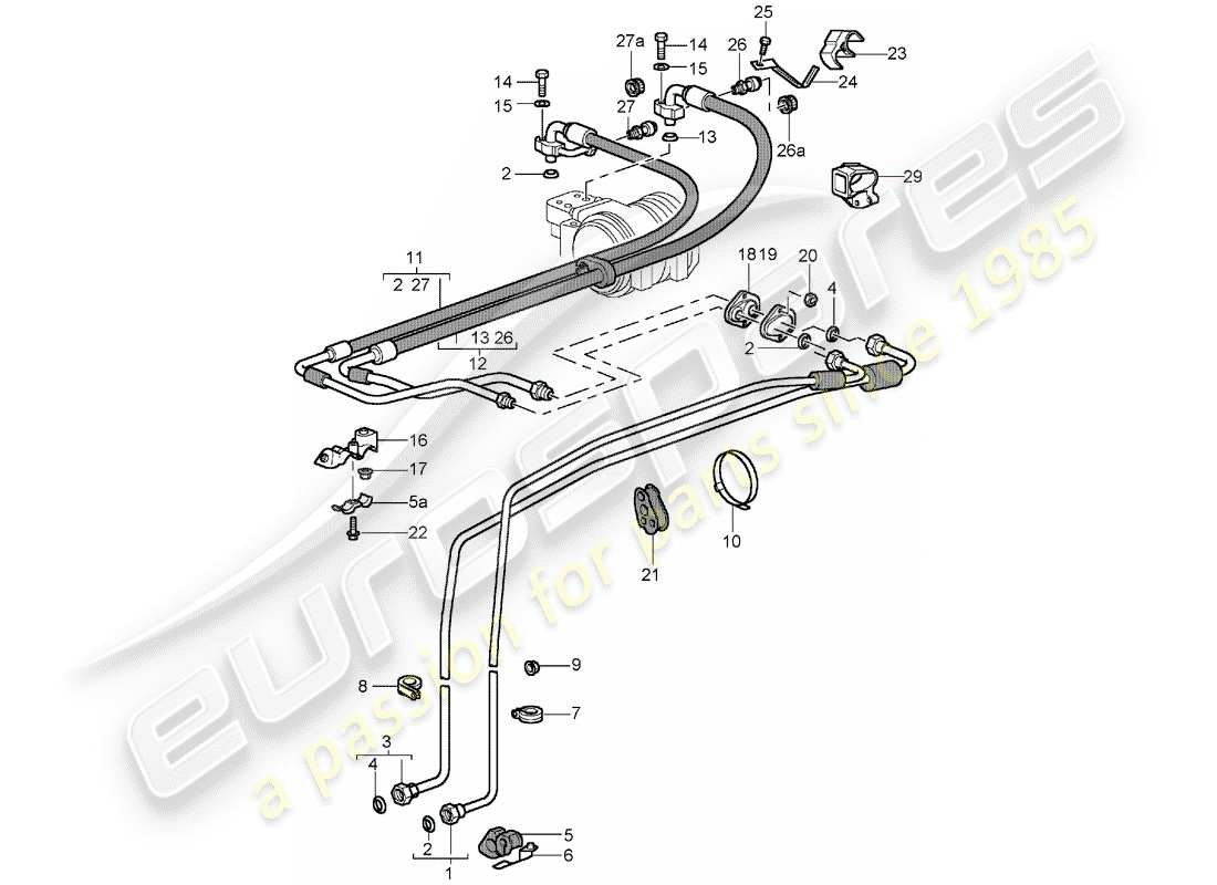 porsche 1994 (993) kältemittelkreislauf teilediagramm
