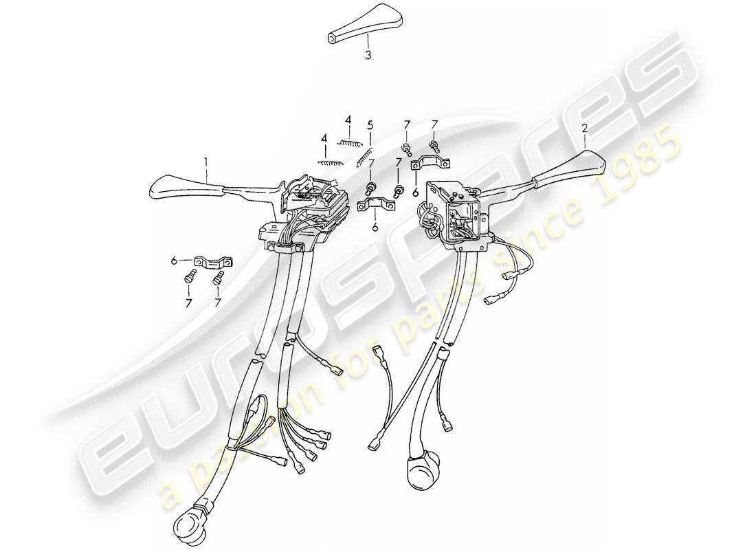 porsche 1973 (911) lenkstockschalter ersatzteildiagramm