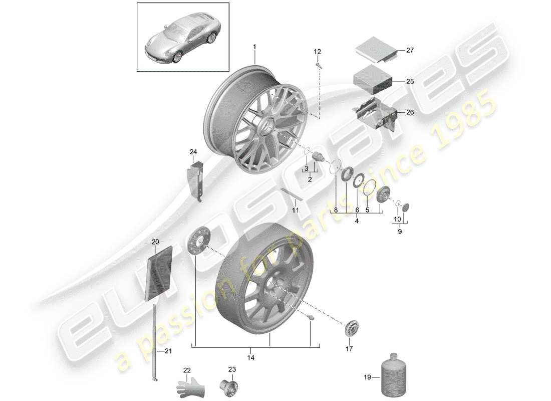 porsche 2019 (991-2) leichtmetallfelgen-ersatzteildiagramm