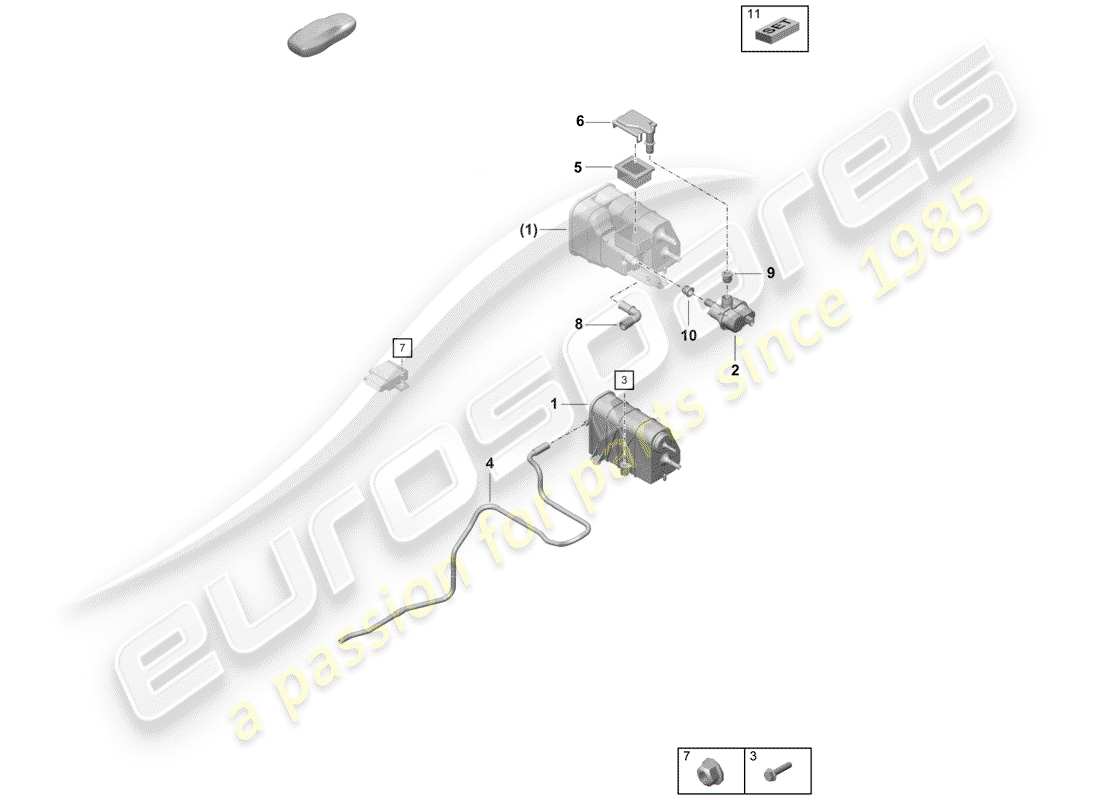 porsche 2020 (718 boxster spyder) verdunstungsbehälter - teilediagramm