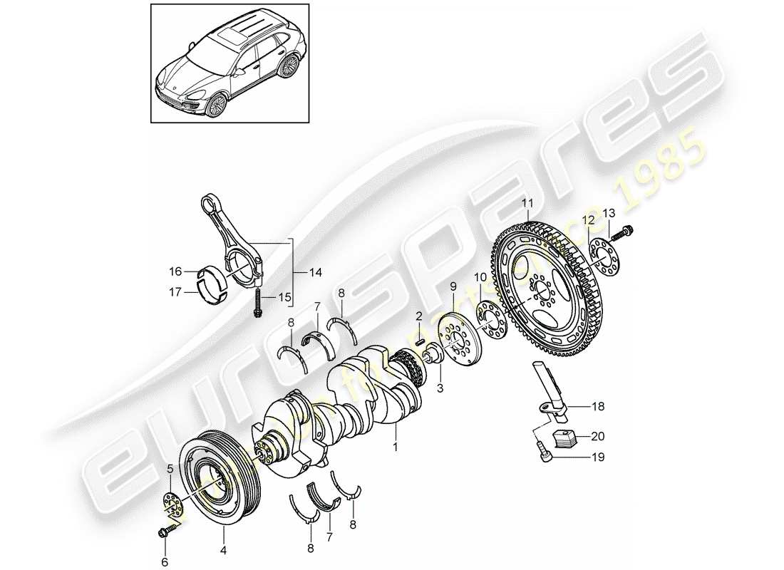 porsche 2012 (cayenne e2 92a) kurbelwelle teilediagramm