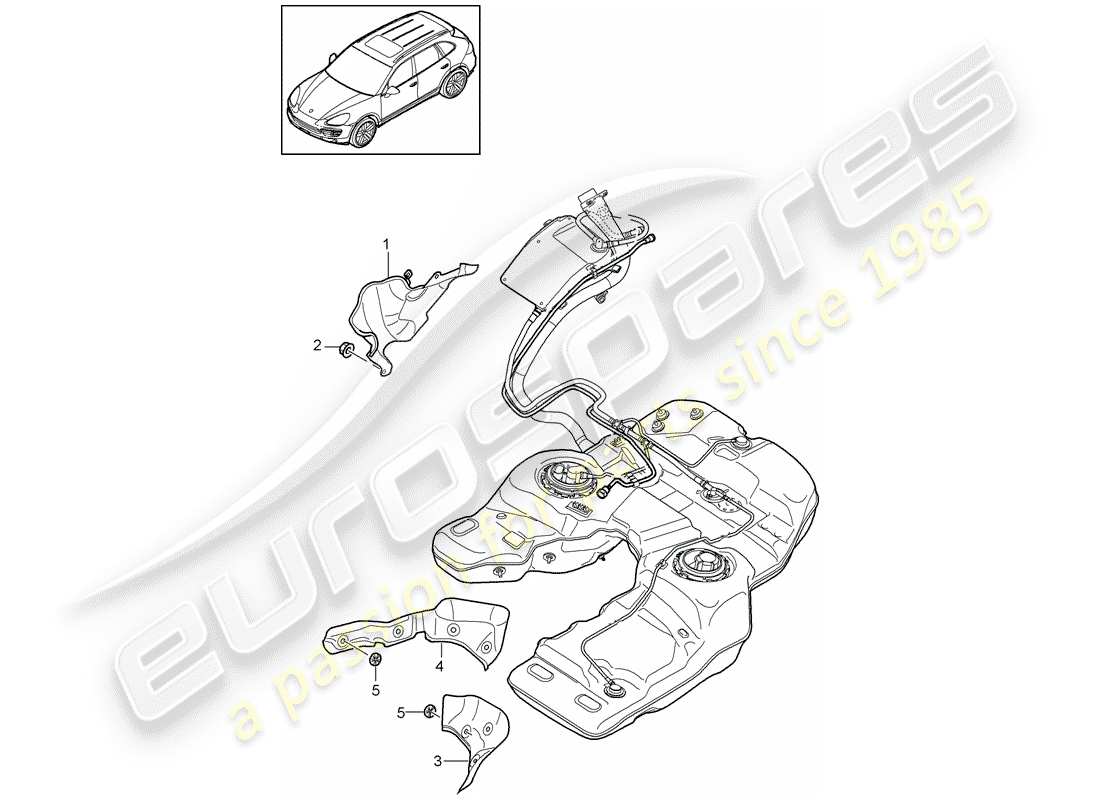 porsche 2012 (cayenne e2 92a) treibstofftank teilediagramm