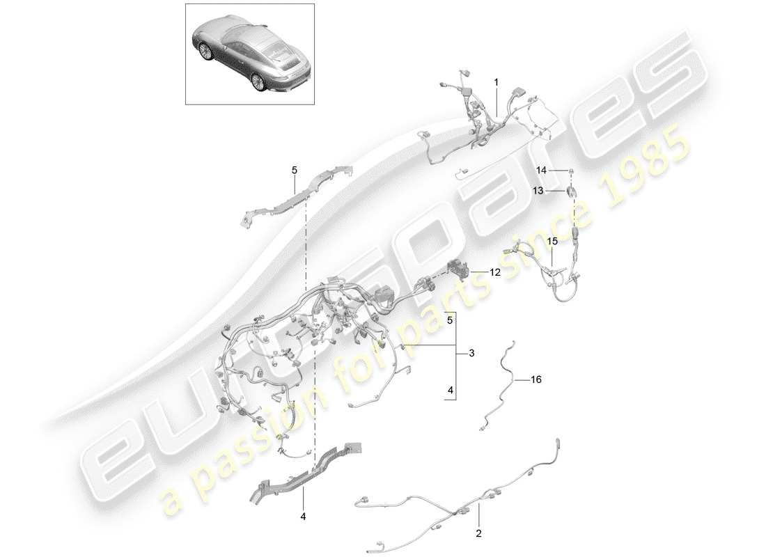 porsche 2018 (991-2) kabelbäume ersatzteildiagramm