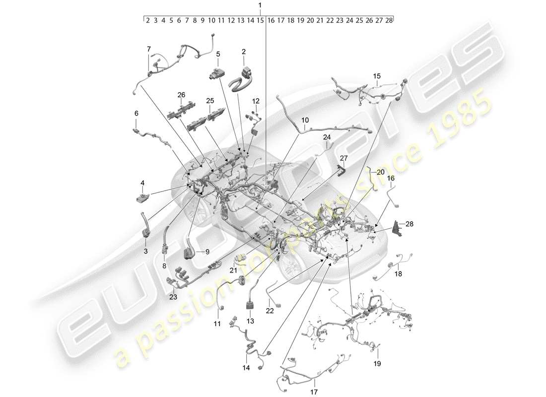 porsche 2019 (991-2) kabelbäume ersatzteildiagramm