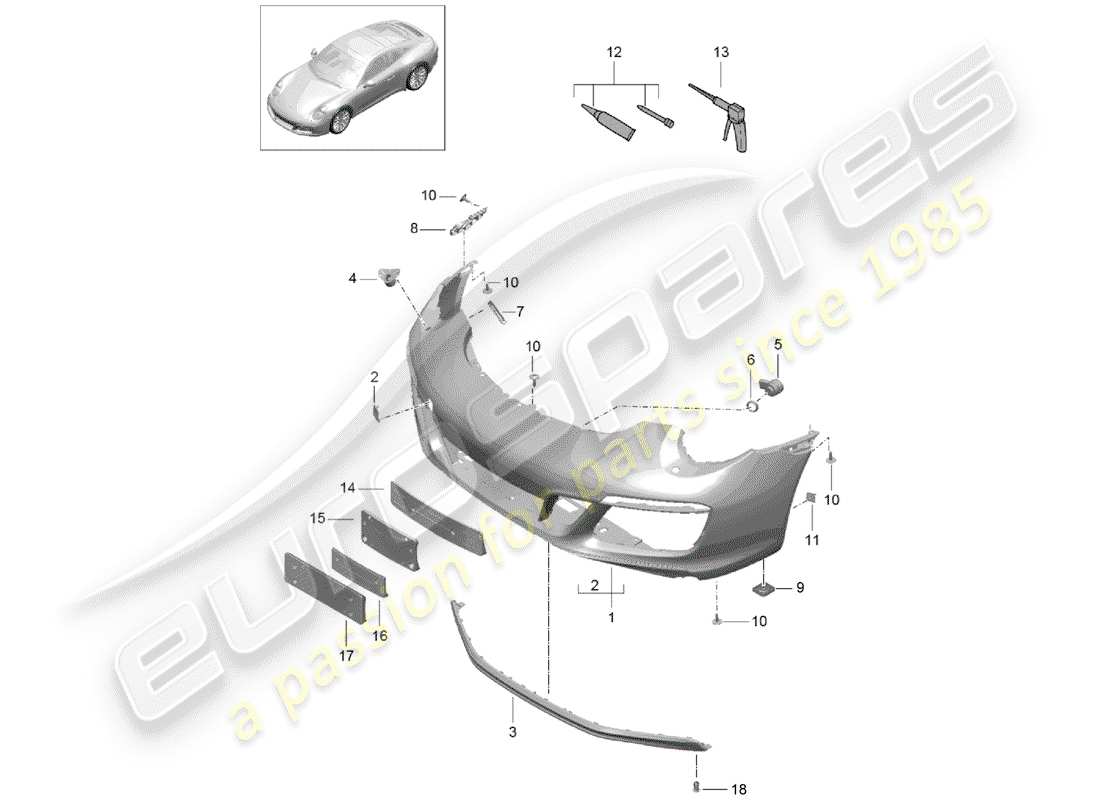 porsche 2018 (991-2) stoßstange ersatzteildiagramm