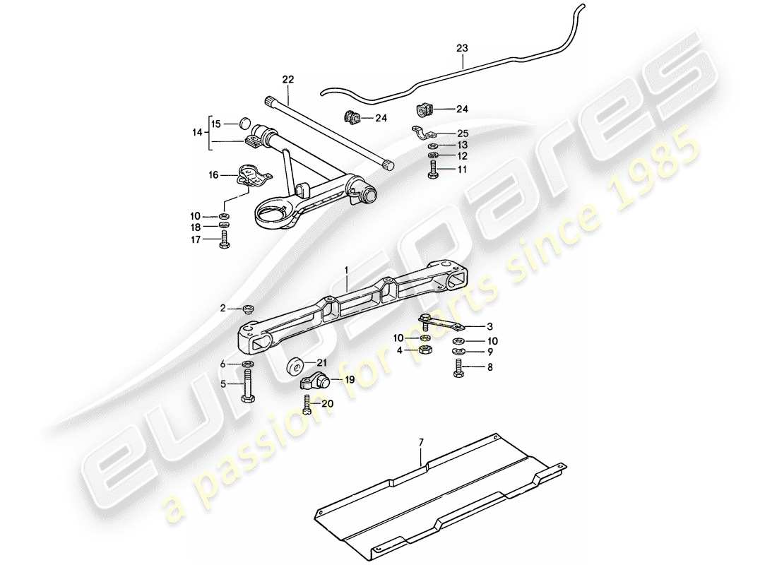 porsche 1989 (911) vorderachse - stabilisator ersatzteildiagramm