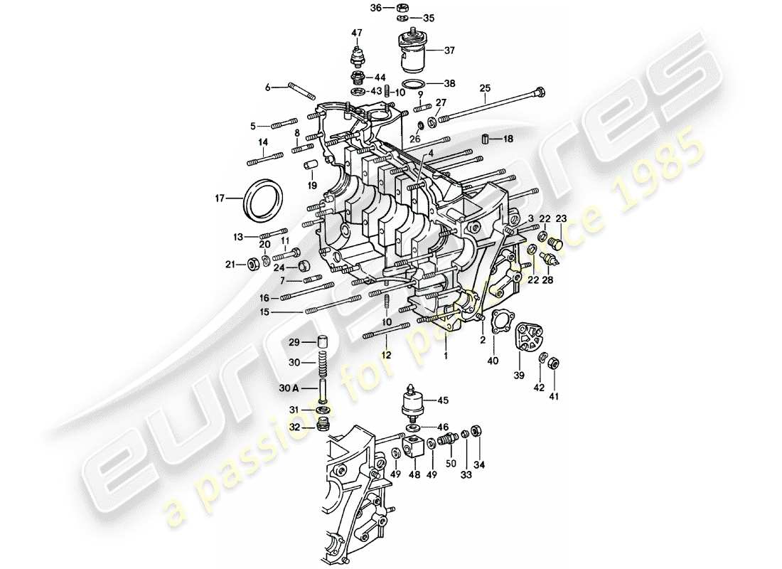 porsche 1982 (911) kurbelgehäuse-teilediagramm