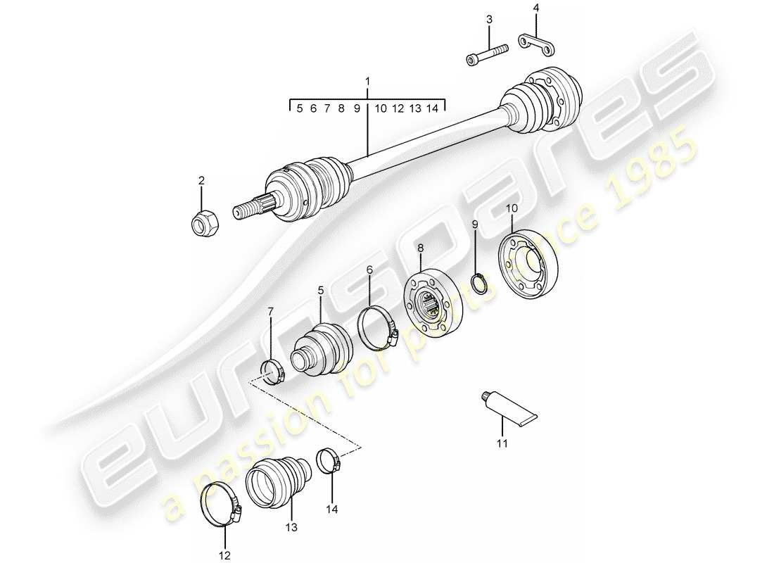 porsche 2001 (996) antriebswelle teilediagramm