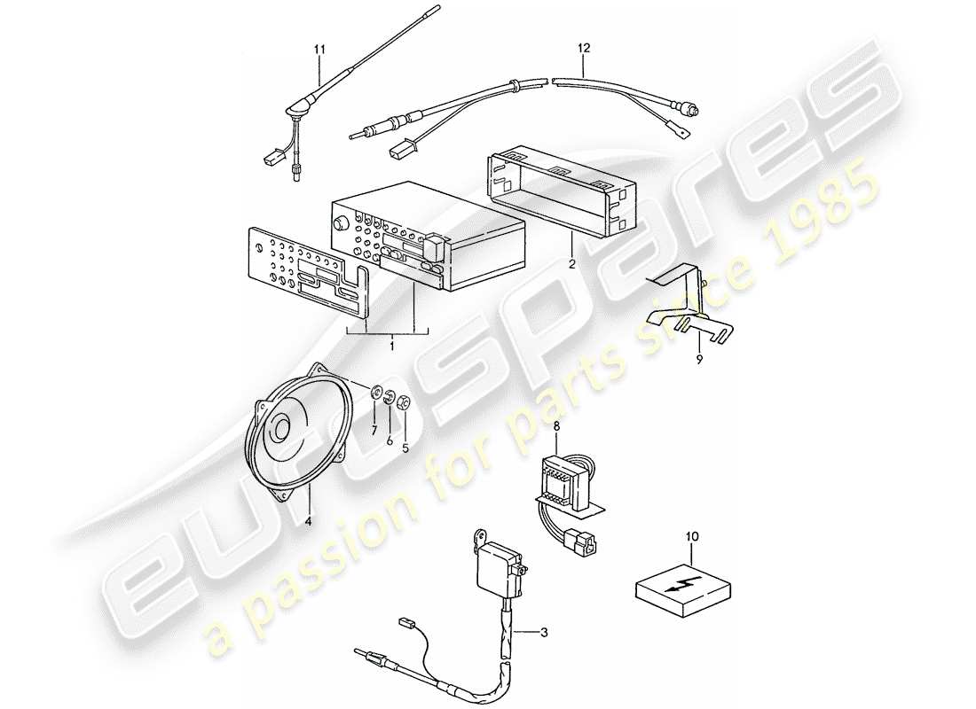 porsche 1987 (928) radioeinheit - einbauteile ersatzteildiagramm