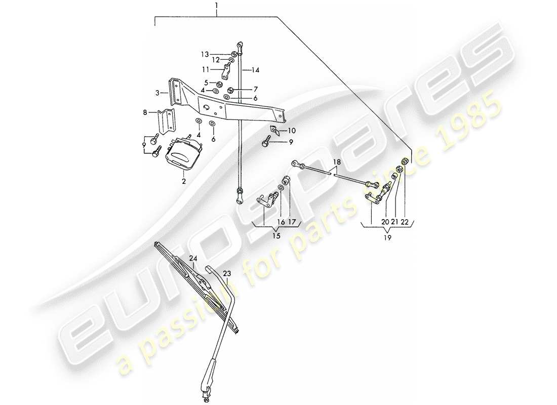 porsche 1969 (911/912) heckscheibenwischer teilediagramm