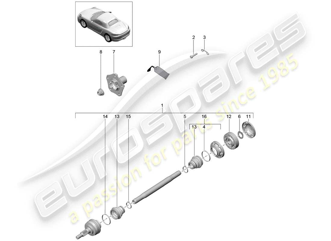 porsche 2020 (718 boxster) antriebswelle teilediagramm