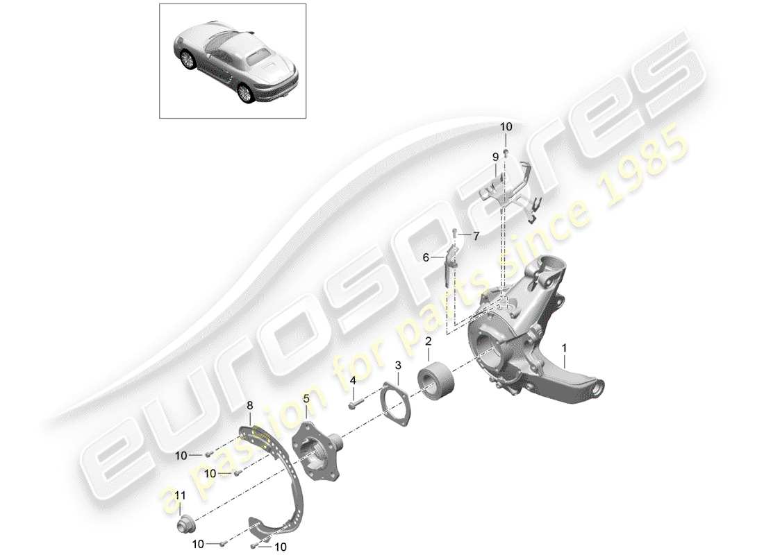 porsche 2020 (718 boxster) hinterachse teilediagramm