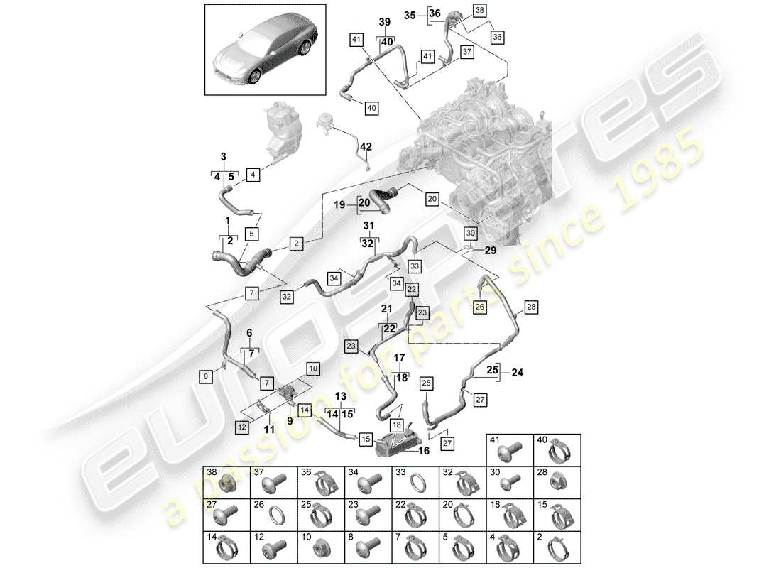 porsche 2020 (panamera 971-1) wasserkühlung teilediagramm