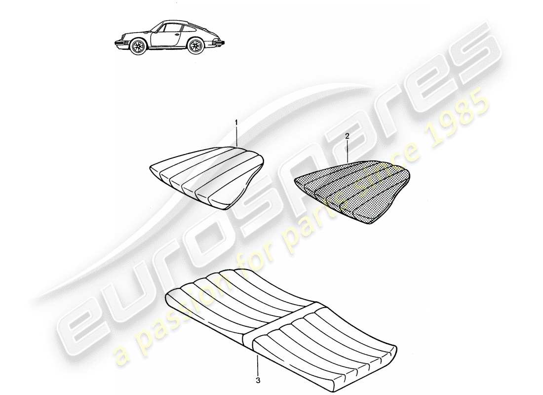 porsche 1987 (seats for 944/968/911/928) rücksitzkissen - - - d - mj 1987>> - mj 1989 ersatzteildiagramm