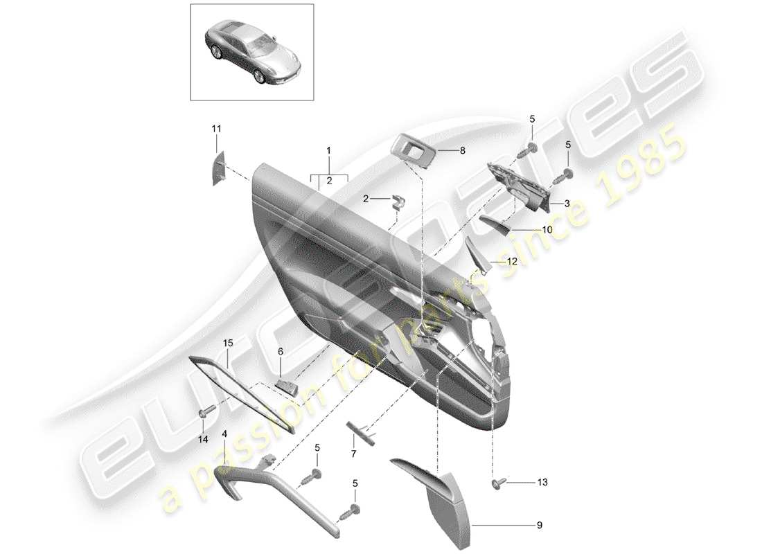 porsche 2012 (991-1) türplatte teilediagramm