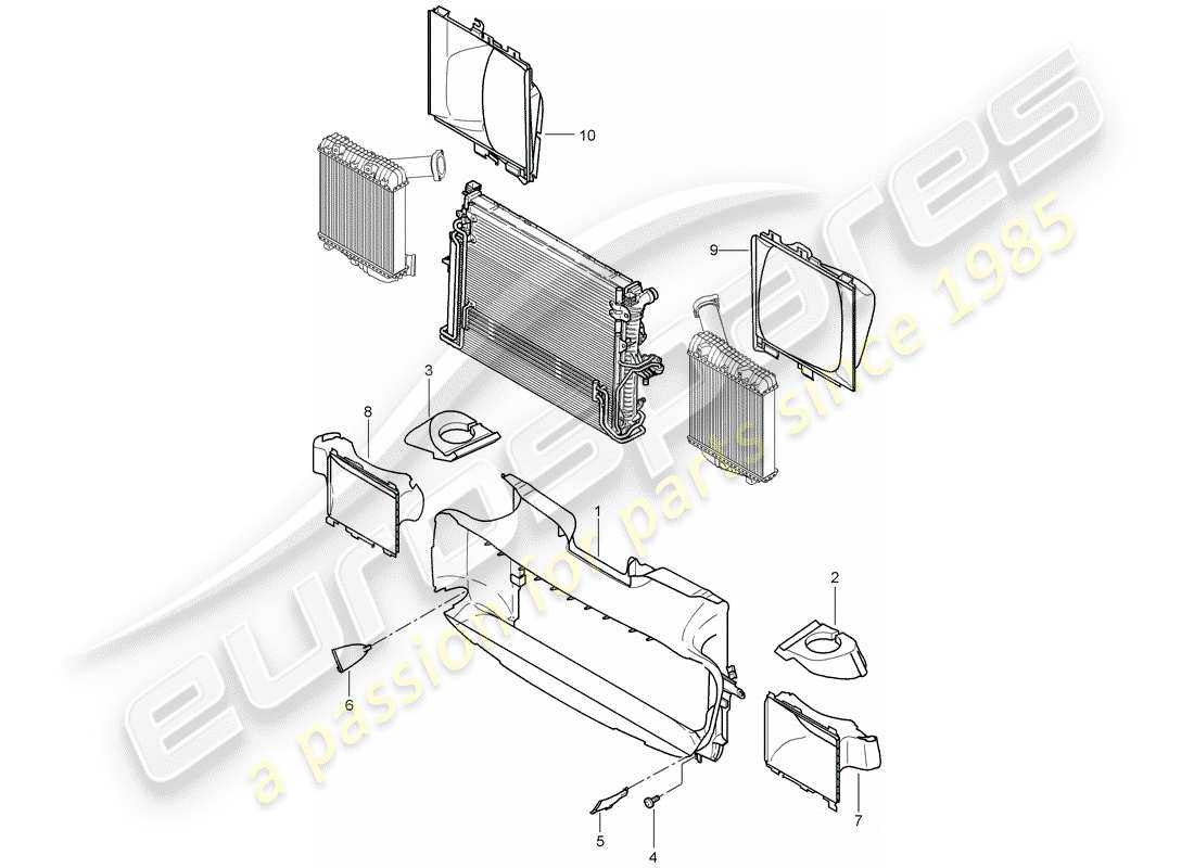 porsche 2008 (cayenne e1 9pa) kühlluftkanal teilediagramm