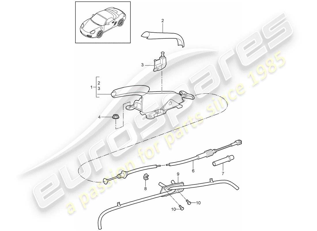 porsche 2010 (987 boxster) handbremse ersatzteildiagramm