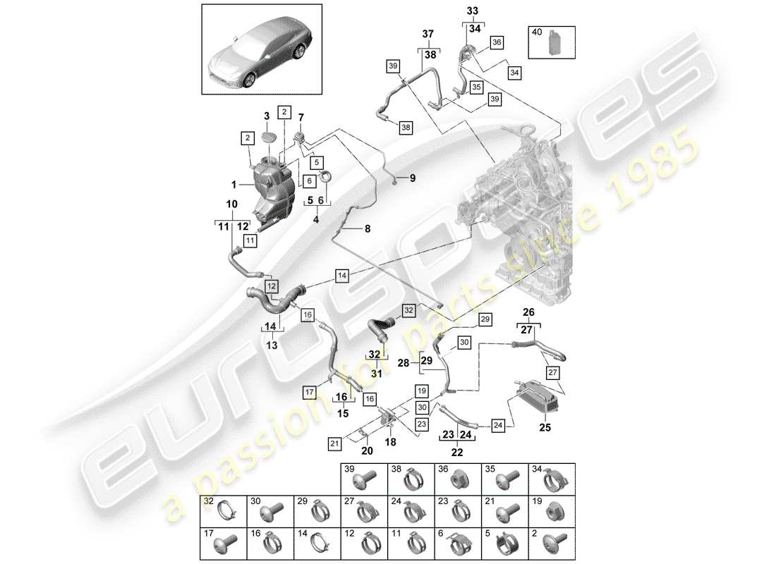 porsche 2018 (panamera 971-1) wasserkühlung teilediagramm