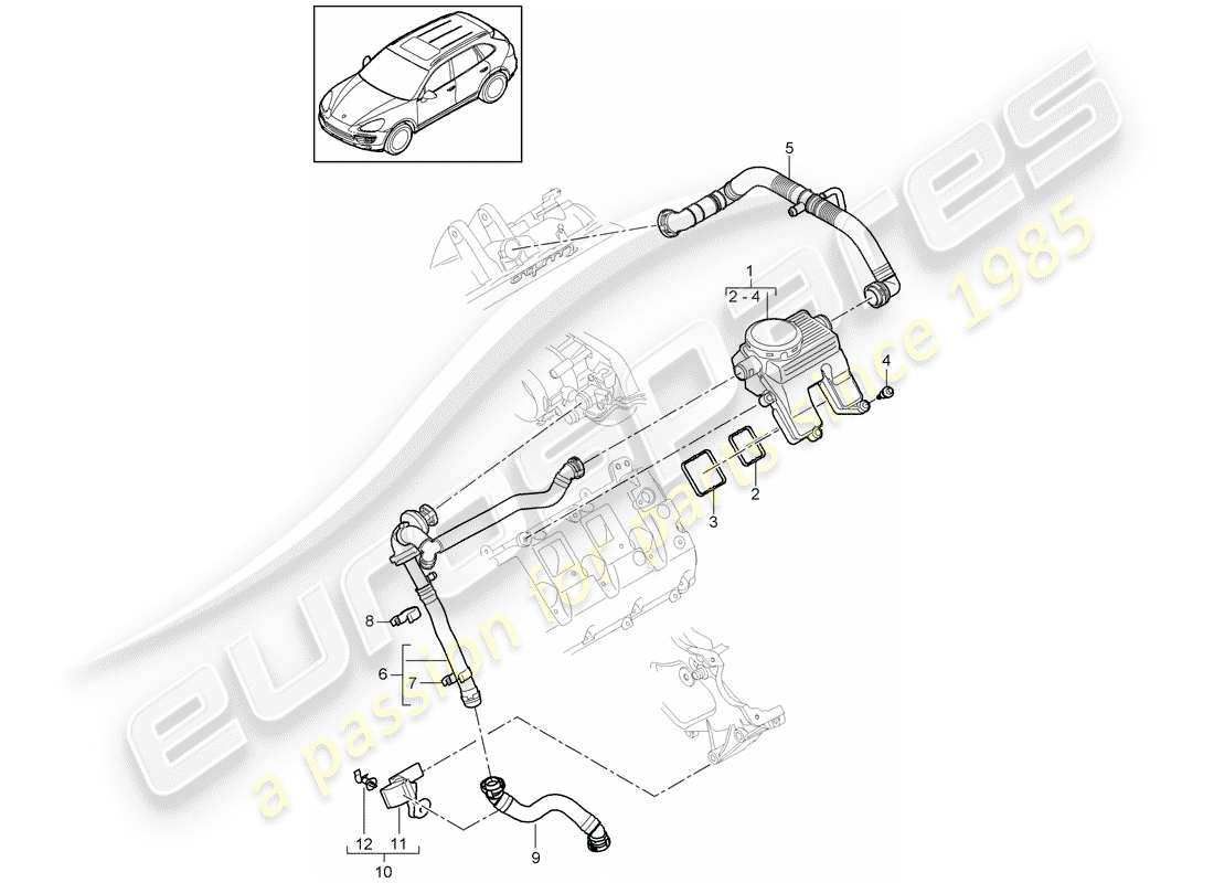 porsche 2016 (cayenne e2 92a) kurbelgehäuseentlüftung teilediagramm