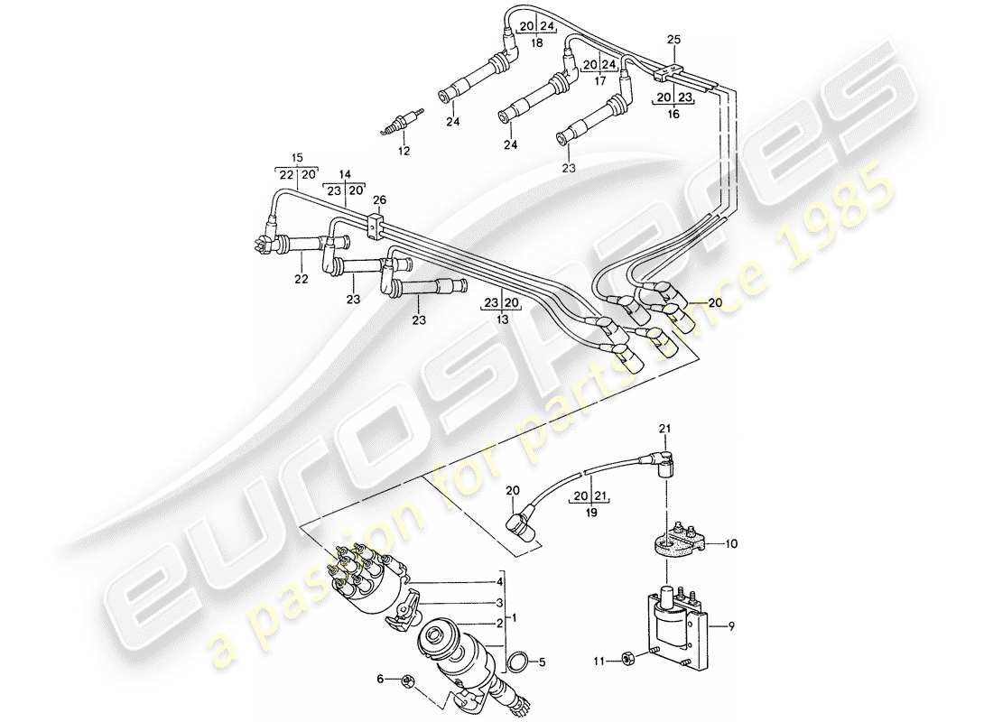 porsche 1998 (993) motorelektrik teilediagramm
