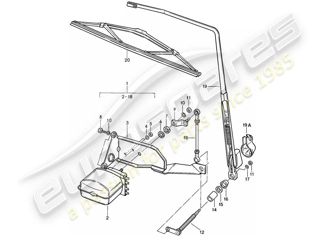 porsche 1989 (911) heckscheibenwischer teilediagramm