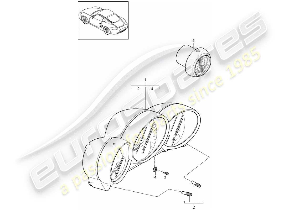 porsche 2010 (987 cayman) instrumente teilediagramm