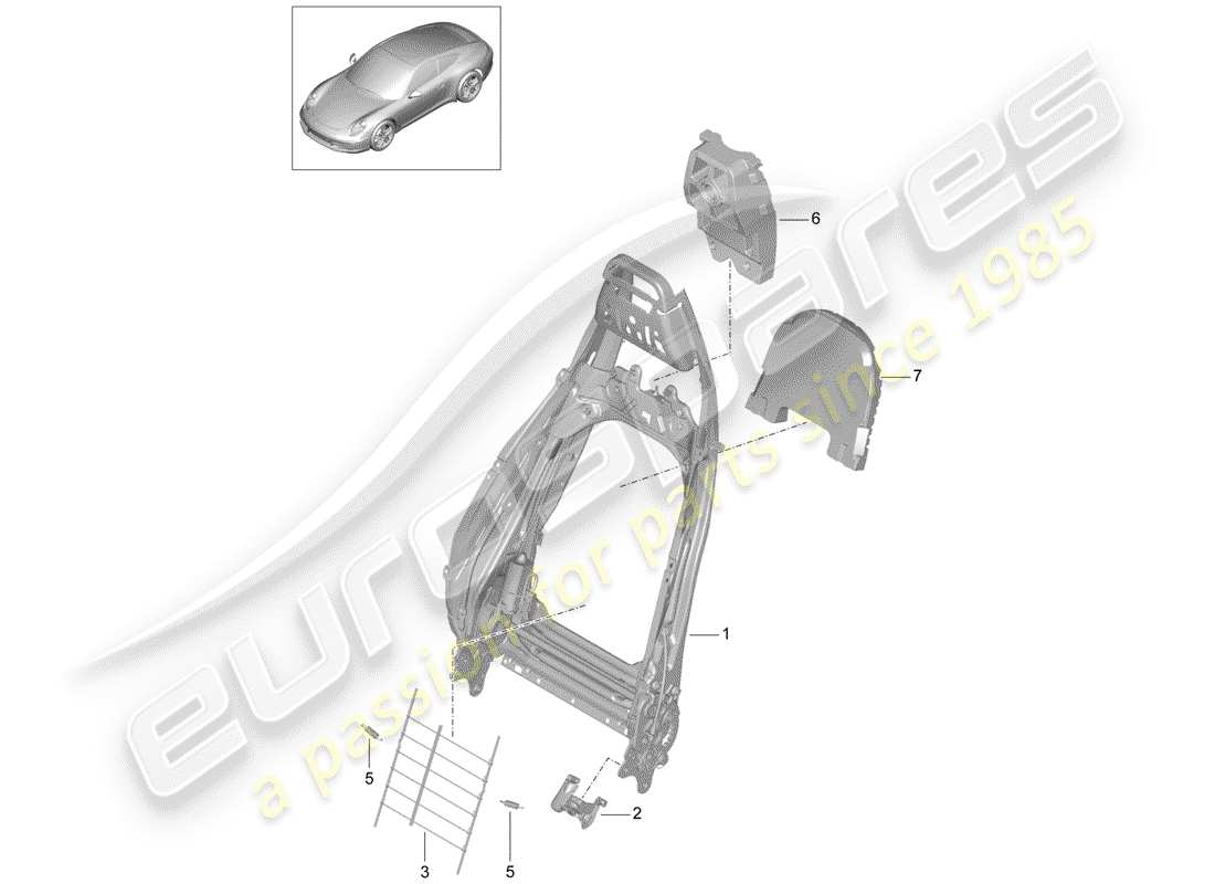 porsche 2014 (991-1) rahmen - rückenlehne ersatzteildiagramm